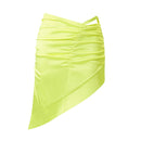 NEON GREEN ASYMMETRIC GATHERED. MINI SKIRT