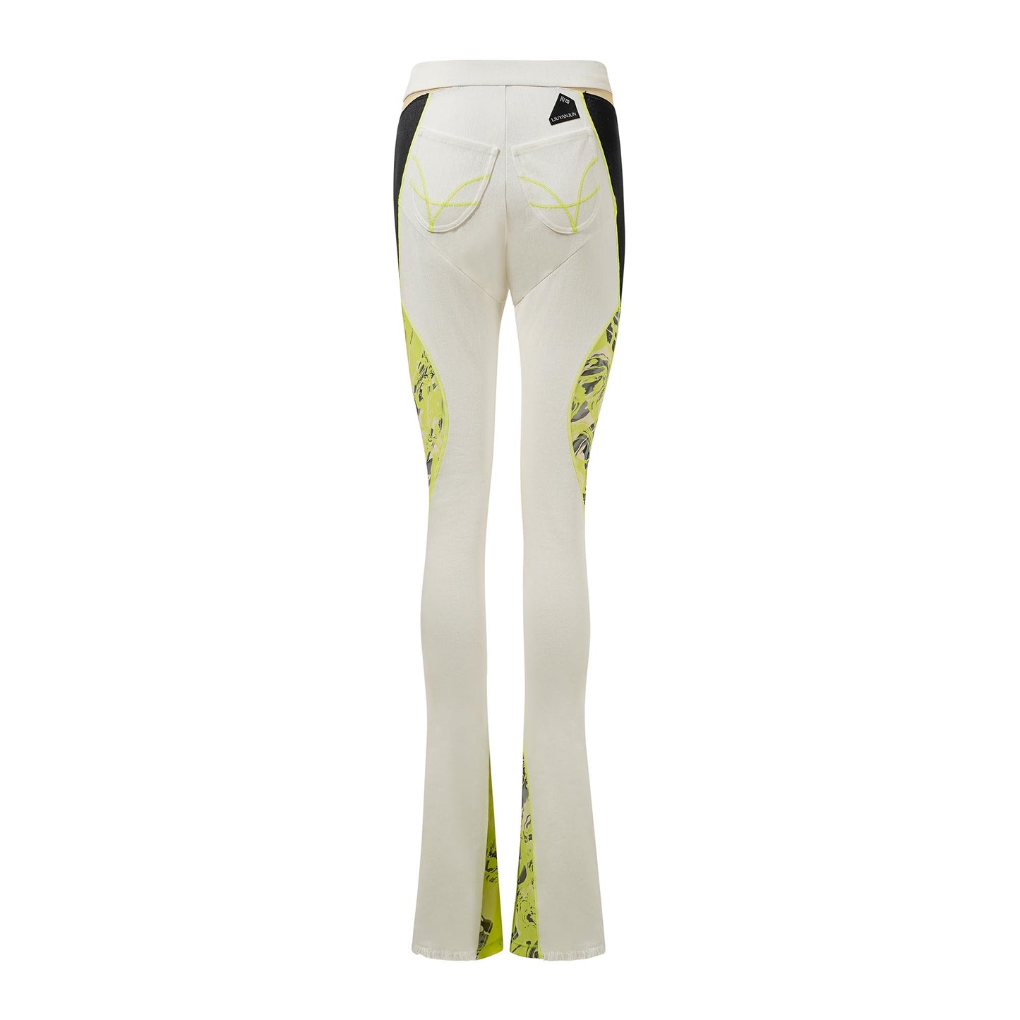 CONTRAST FLARED SKINNY JEANS WITH CUTOUTS