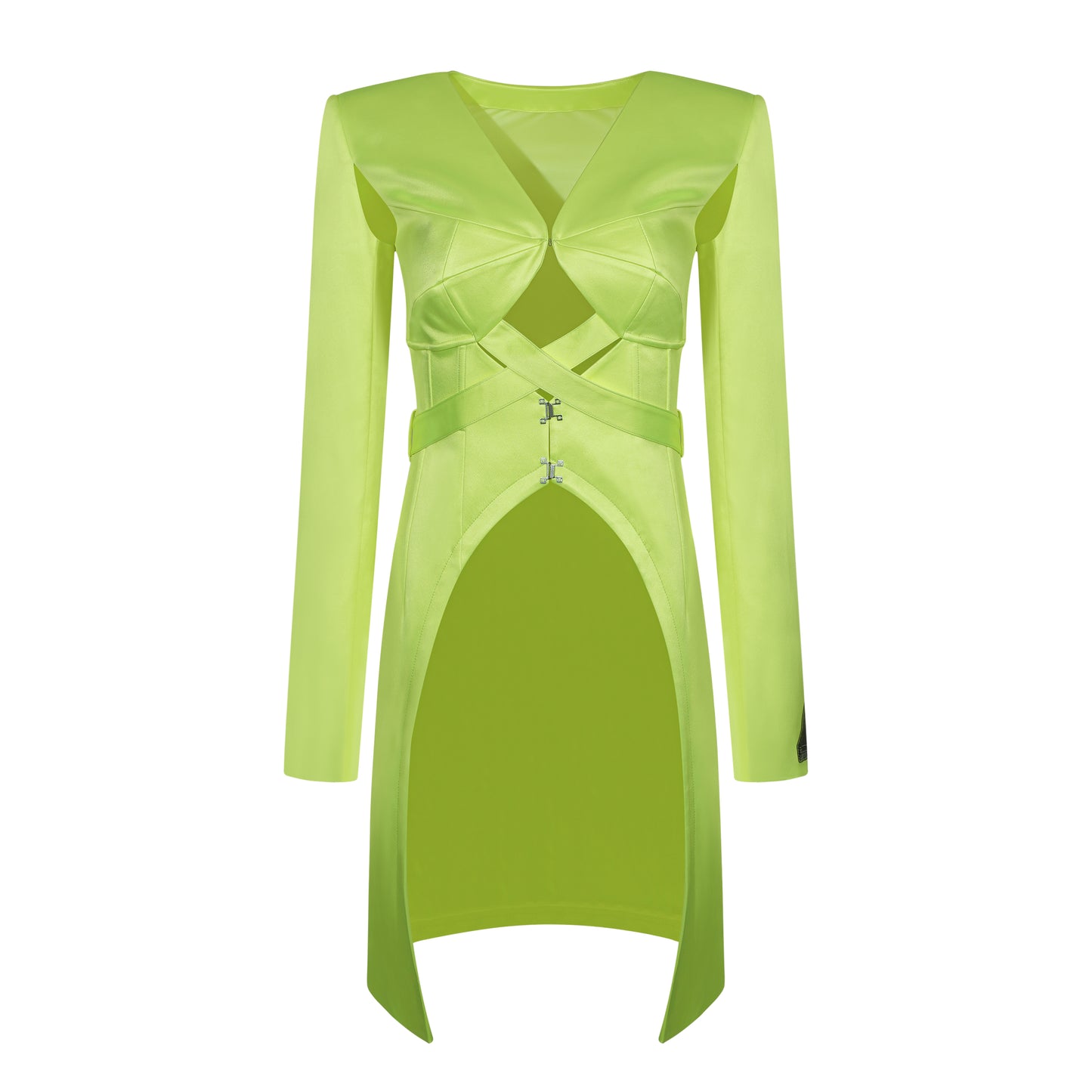 NEON GREEN. BLAZER WITH. DRAWSTRING AND CUT-OUTS