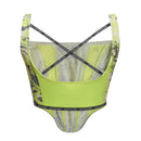 NEON GREEN PRINTED CONTRAST CROP TOP