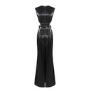 FAUX LEATHER TAILORED MIDI DRESS WITH CUT-OUTS