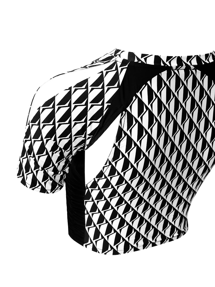 PRINTED TOP WITH CUT-OUT SHOULDERS