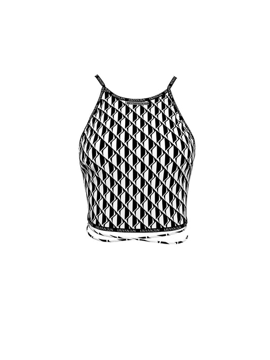 PRINTED BACKLESS  CROP TOP
