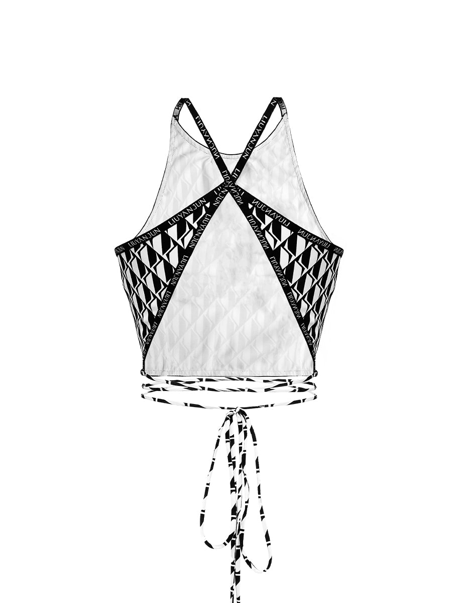 PRINTED BACKLESS  CROP TOP