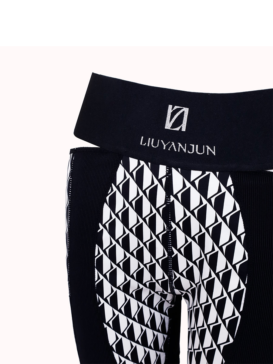 CONTRAST PRINTED KNIT BIKE SHORTS