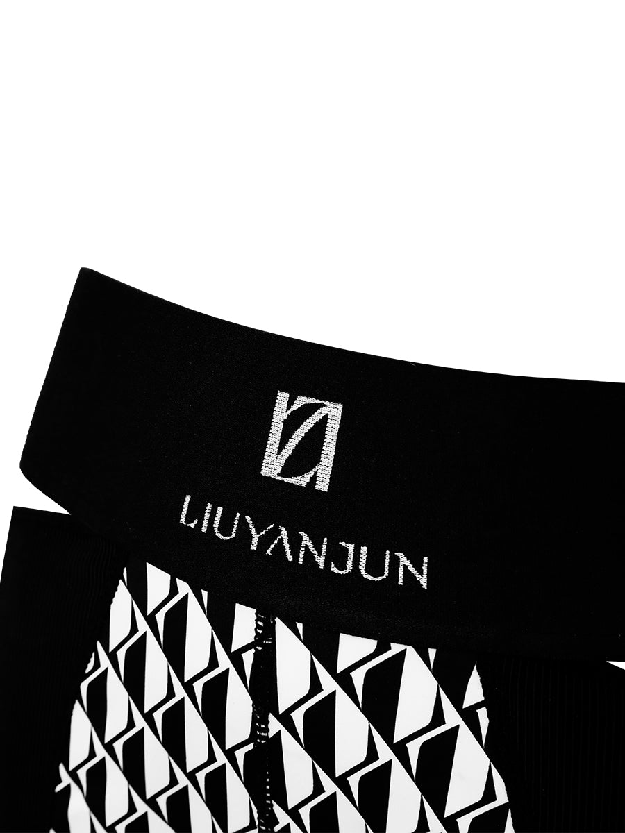 CONTRAST PRINTED KNIT BIKE SHORTS