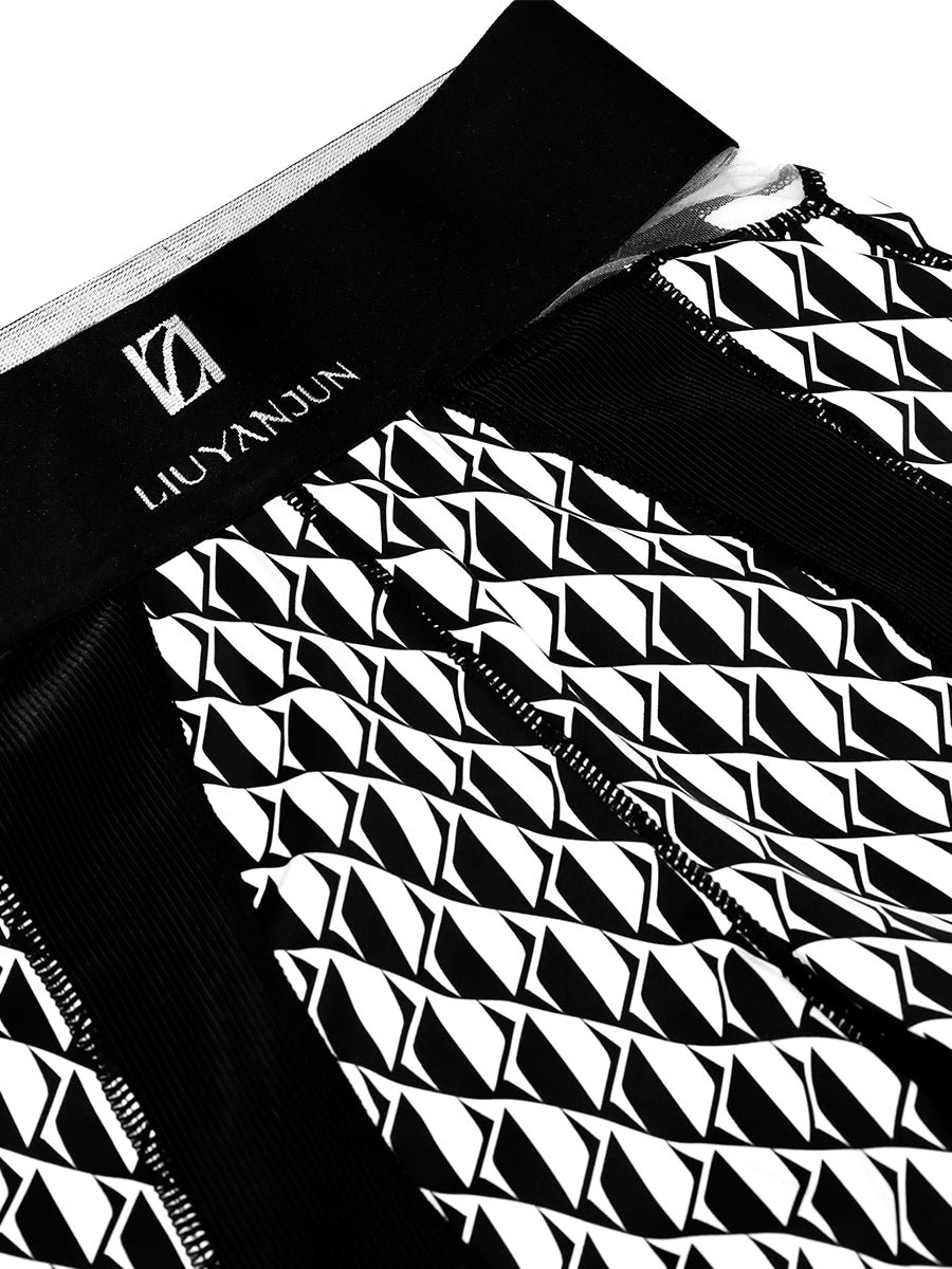 CONTRAST PRINTED KNIT BIKE SHORTS