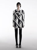 PRINTED DOUBLE-BREASED OVERSIZED BLAZER