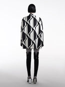 PRINTED DOUBLE-BREASED OVERSIZED BLAZER