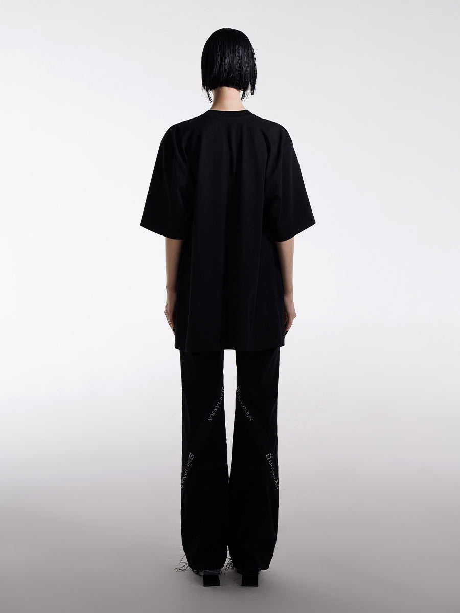 DESTRUCTED T-SHIRT WITH TWO-WAYS WEARING