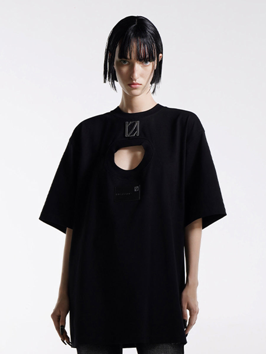 DESTRUCTED T-SHIRT WITH TWO-WAYS WEARING