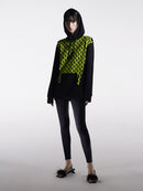 NEON GREEN PRINTED HOODIE WITH SHOULDER PAD
