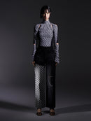 ASYMMETRIC CONTRAST PRINTED WIDE-LEG JEANS