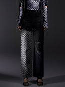 ASYMMETRIC CONTRAST PRINTED WIDE-LEG JEANS
