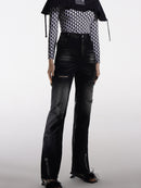 HIGH WAIST STRAIGHT JEANS WITH RIBBONS
