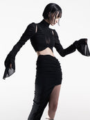 GATHERED LONG SLEEVES TOP