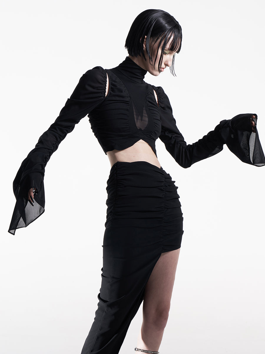 GATHERED LONG SLEEVES TOP
