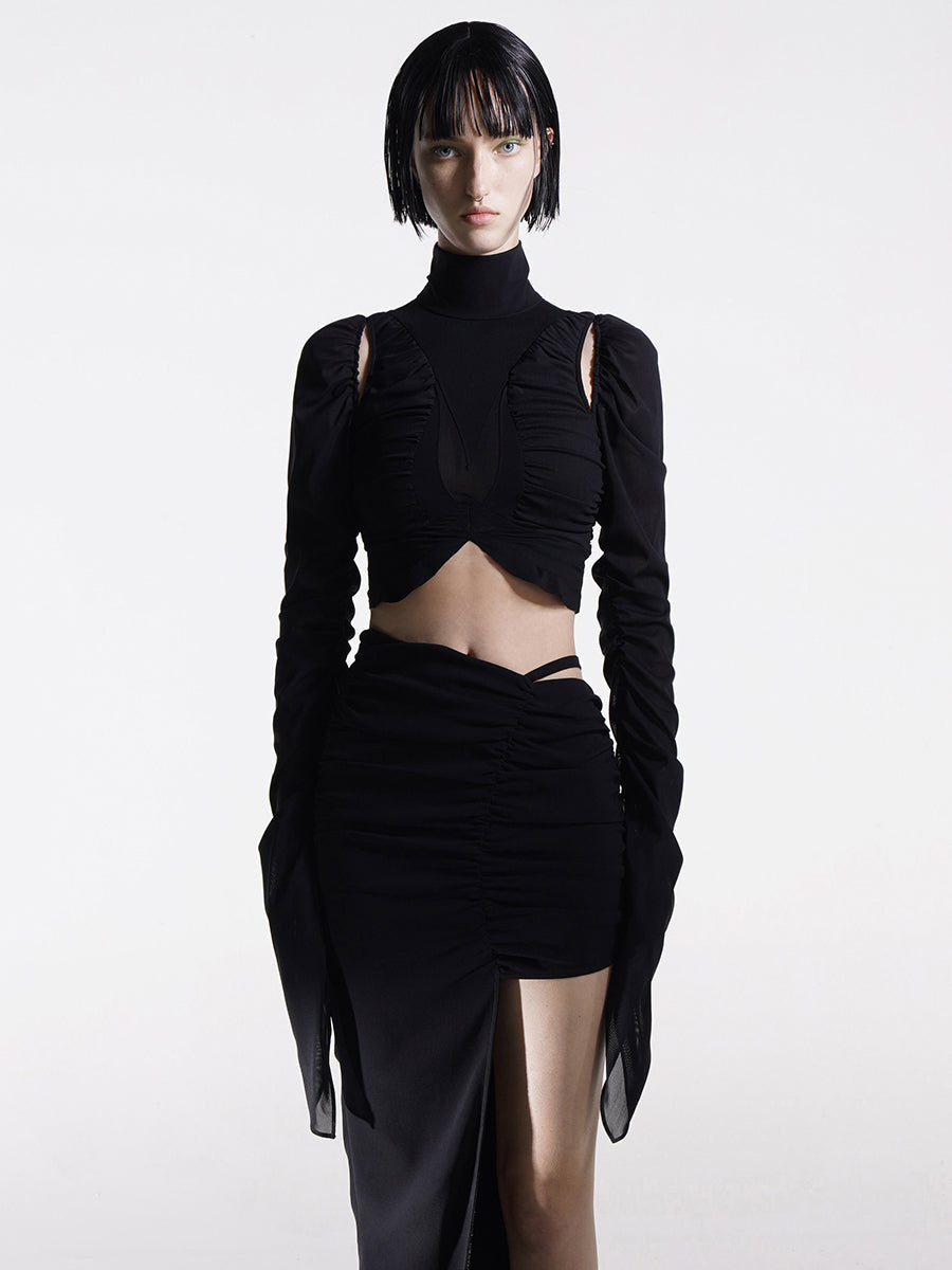 GATHERED LONG SLEEVES TOP