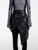COCOON SILHOUETTE ASYMMETRIC QUITED MINI SKIRT