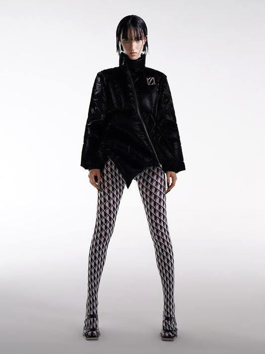 PUFFER JACKET WITH ASYMMETRIC BOTTOM