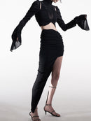 ASYMMETRIC GATHERED SKIRT