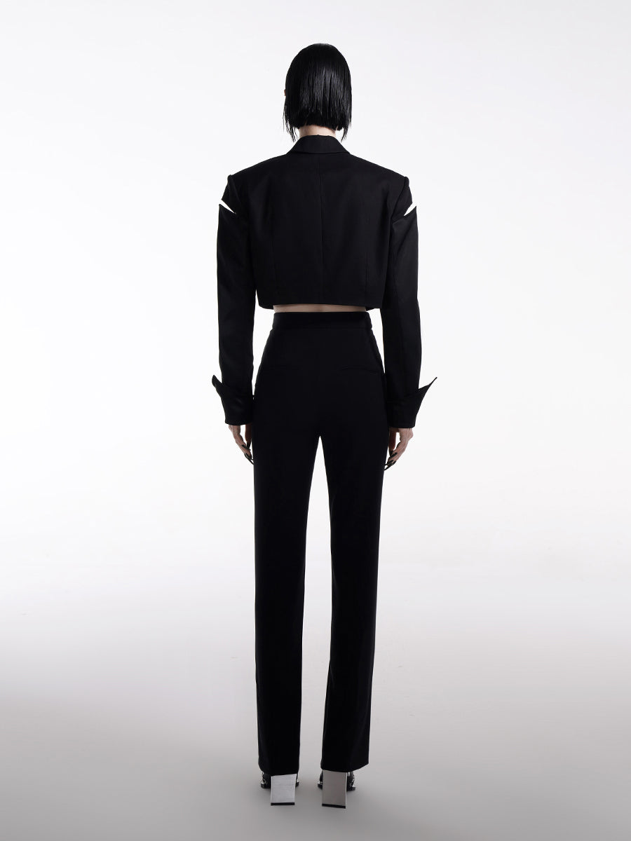 SLIM STRAIGHT PANTS WITH CUT-OUT DETAILS