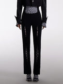 SLIM STRAIGHT PANTS WITH CUT-OUT DETAILS