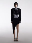 ASYMMETRIC DOUBLE-BREASED CROPPED BLAZER