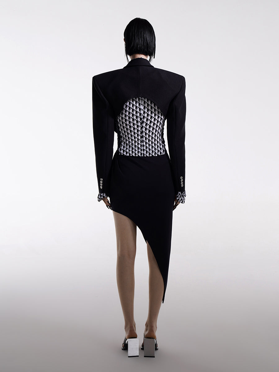 ASYMMETRIC DOUBLE-BREASED CROPPED BLAZER