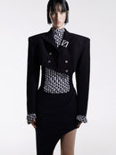 ASYMMETRIC DOUBLE-BREASED CROPPED BLAZER