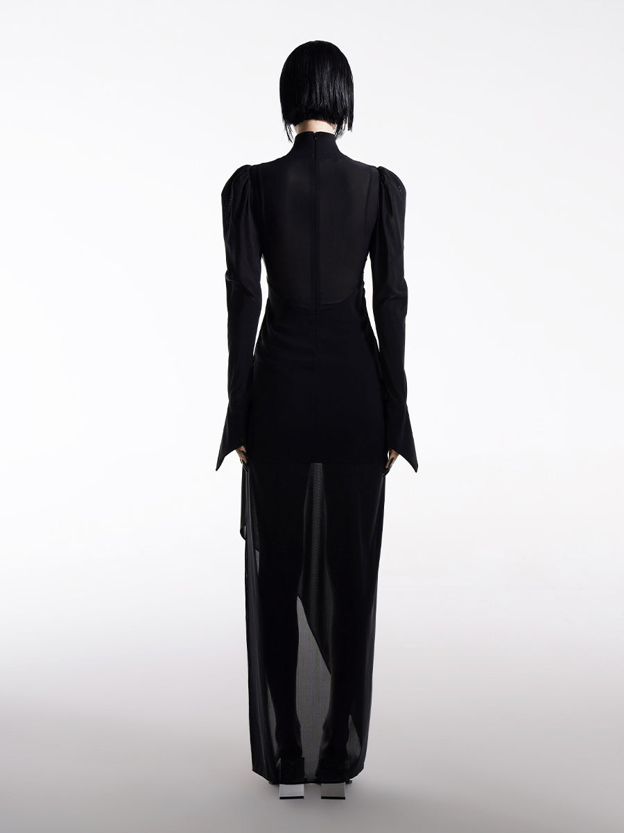 HIGH NECK DRESS WITH CUT-OUT DETAIL