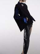 ASYMMETRIC FAUX LEATHER GATHERED SKIRT