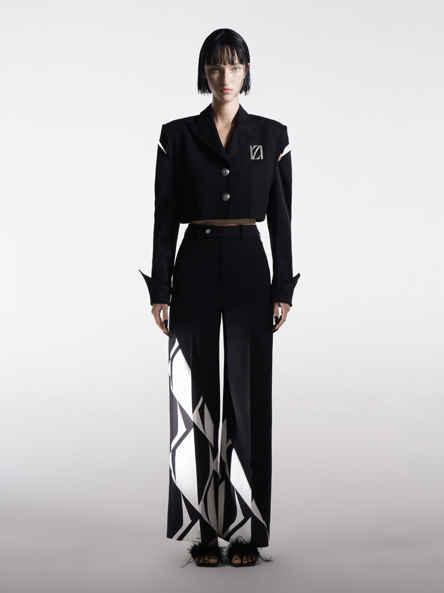 CONTRAST WIDE-LEG PANTS