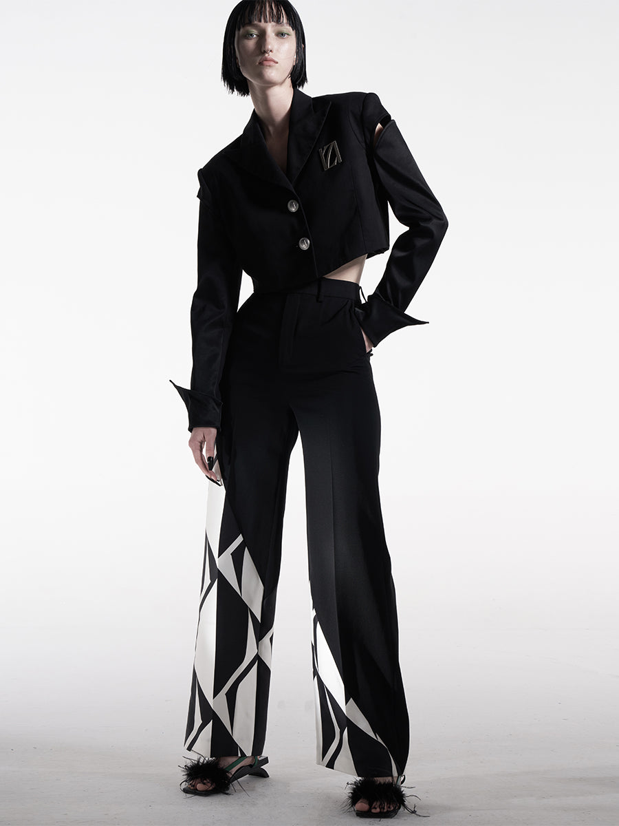 CONTRAST WIDE-LEG PANTS