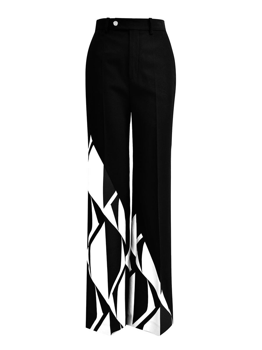 CONTRAST WIDE-LEG PANTS