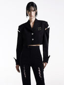 CUT-OUT SHOULDER CROPPED BLAZER
