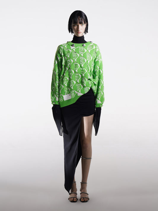 OVERSIZED GREEN KNIT SWEATHER