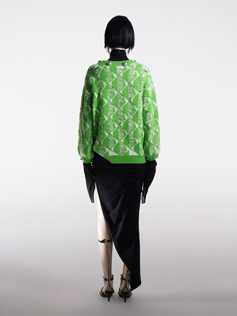 OVERSIZED GREEN KNIT SWEATHER